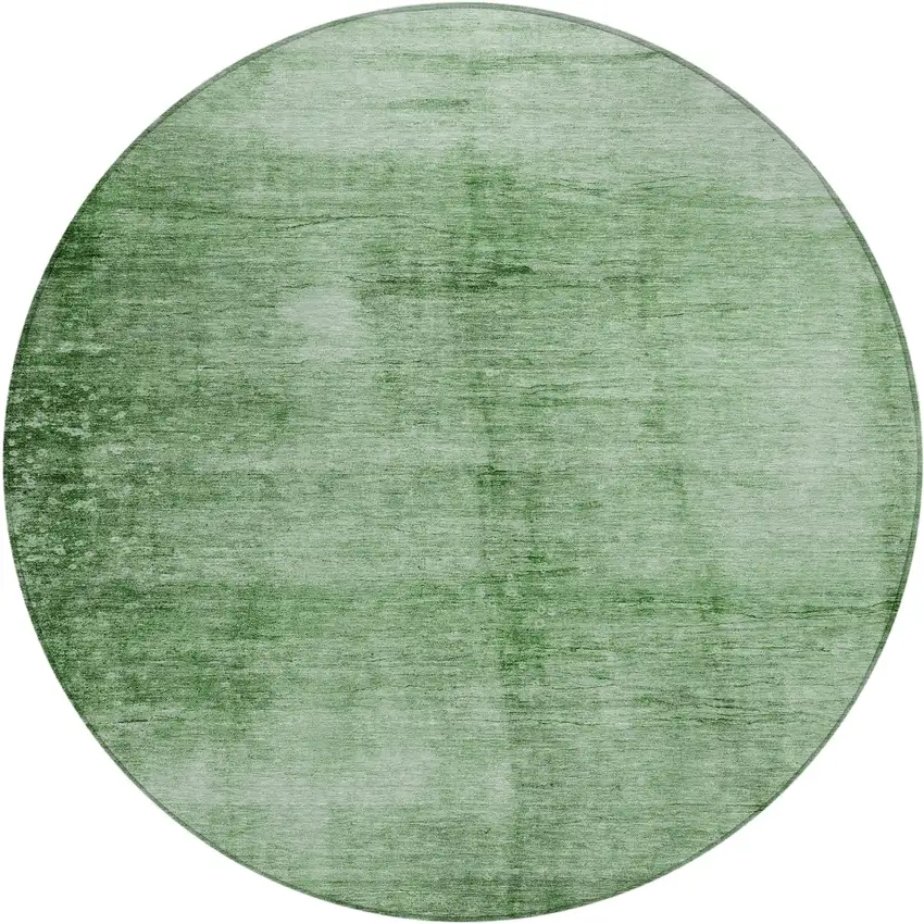 8' Green And Ivory Round Abstract Washable Indoor Outdoor Area Rug Photo 1