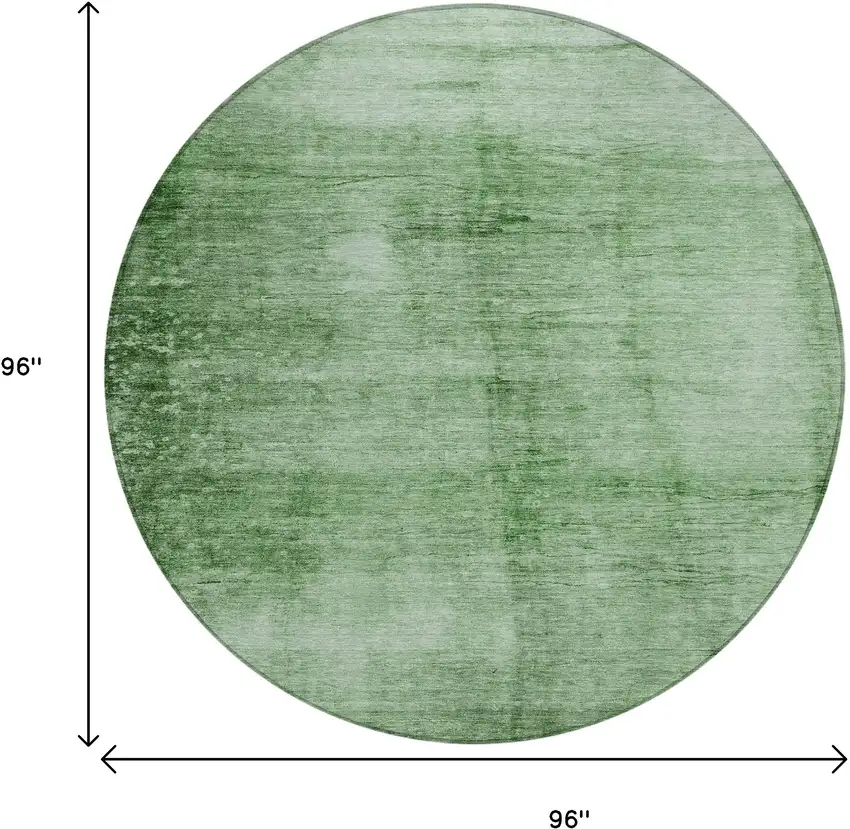 8' Green And Ivory Round Abstract Washable Indoor Outdoor Area Rug Photo 9