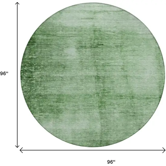 8' Green And Ivory Round Abstract Washable Indoor Outdoor Area Rug Photo 9