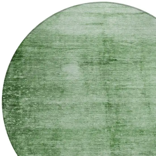 8' Green And Ivory Round Abstract Washable Indoor Outdoor Area Rug Photo 8