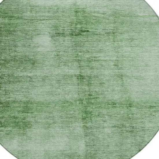 8' Green And Ivory Round Abstract Washable Indoor Outdoor Area Rug Photo 4
