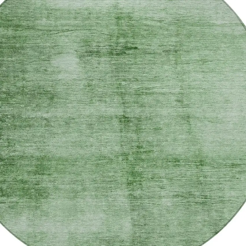 8' Green And Ivory Round Abstract Washable Indoor Outdoor Area Rug Photo 4