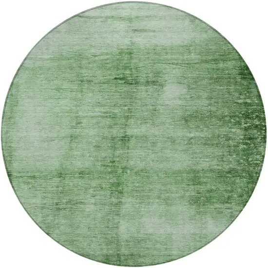 8' Green And Ivory Round Abstract Washable Indoor Outdoor Area Rug Photo 3