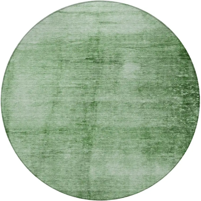 8' Green And Ivory Round Abstract Washable Indoor Outdoor Area Rug Photo 3