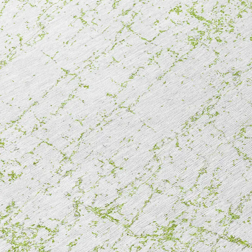 8' Green And Ivory Round Abstract Washable Indoor Outdoor Area Rug Photo 7