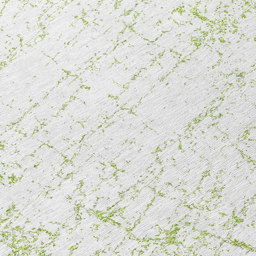 8' Green And Ivory Round Abstract Washable Indoor Outdoor Area Rug Photo 7