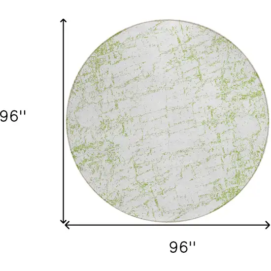 8' Green And Ivory Round Abstract Washable Indoor Outdoor Area Rug Photo 3
