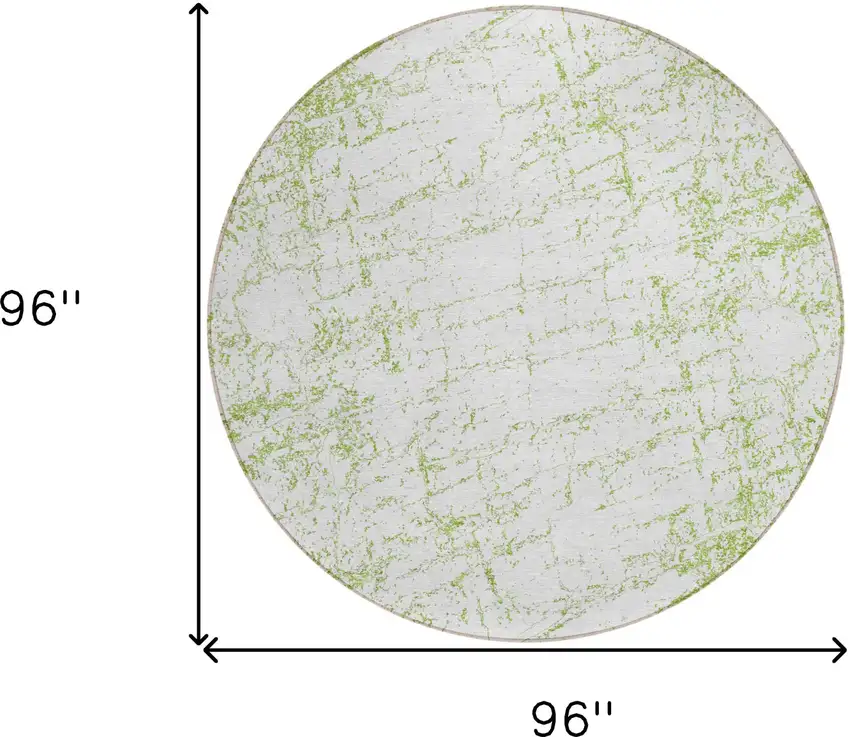 8' Green And Ivory Round Abstract Washable Indoor Outdoor Area Rug Photo 3