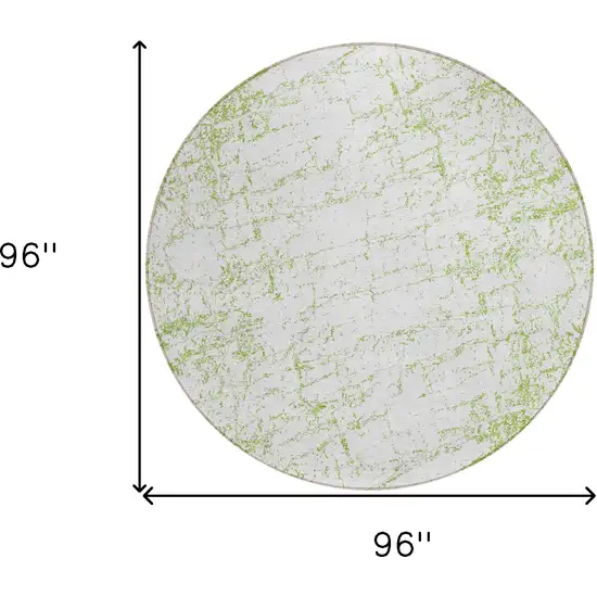 8' Green And Ivory Round Abstract Washable Indoor Outdoor Area Rug Photo 3