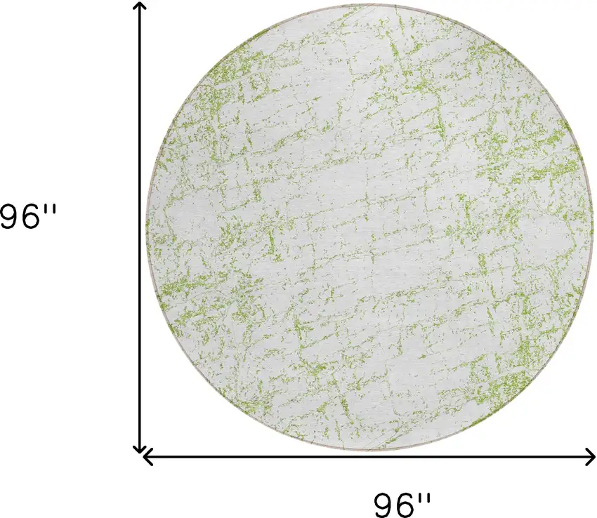 8' Green And Ivory Round Abstract Washable Indoor Outdoor Area Rug Photo 3