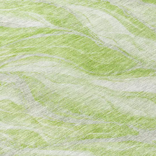 8' Green And Ivory Round Abstract Washable Indoor Outdoor Area Rug Photo 9