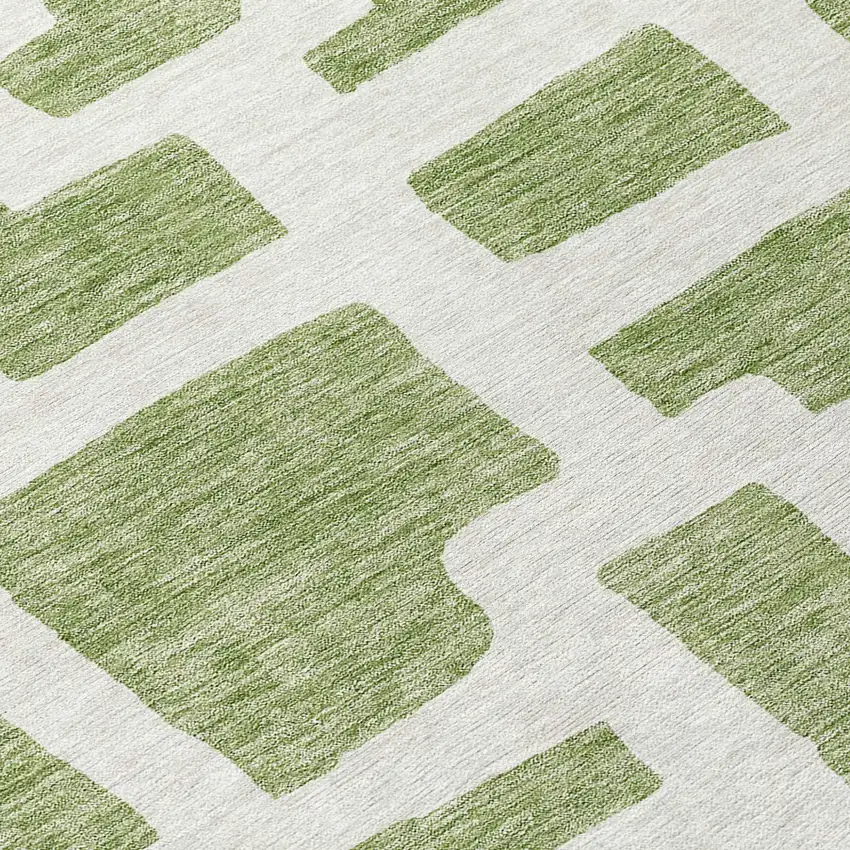 8' Green And Ivory Round Abstract Washable Indoor Outdoor Area Rug Photo 8