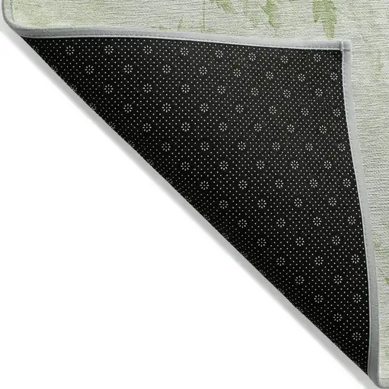 8' Green And Ivory Round Floral Washable Indoor Outdoor Area Rug Photo 3