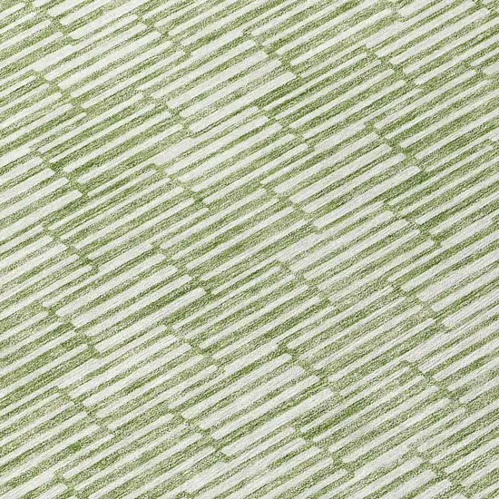 8' Green And Ivory Round Geometric Washable Indoor Outdoor Area Rug Photo 8