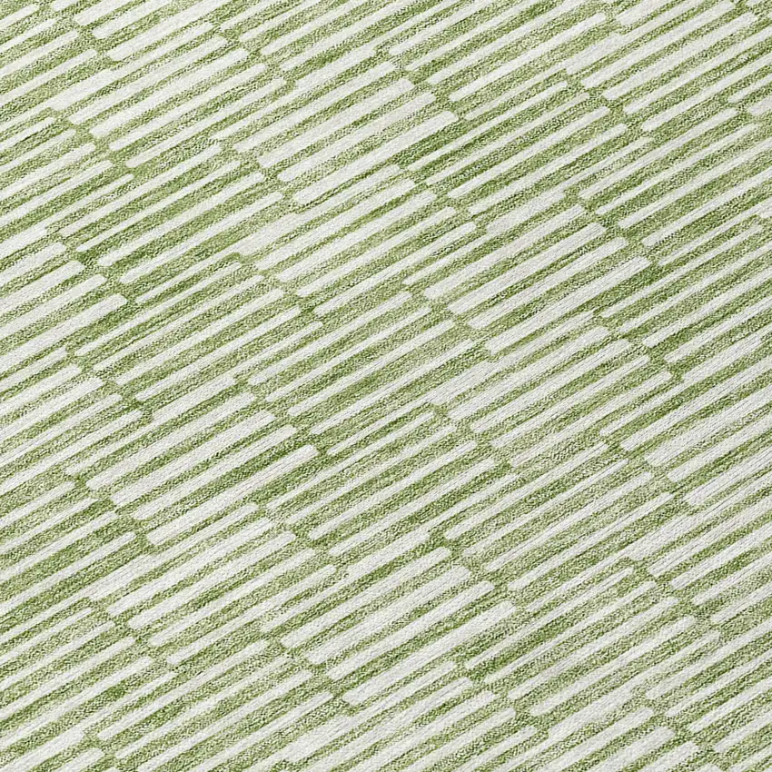 8' Green And Ivory Round Geometric Washable Indoor Outdoor Area Rug Photo 8