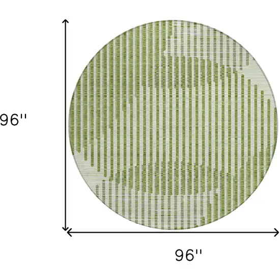 8' Green And Ivory Round Geometric Washable Indoor Outdoor Area Rug Photo 3