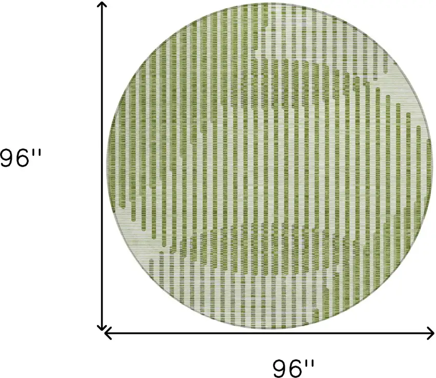 8' Green And Ivory Round Geometric Washable Indoor Outdoor Area Rug Photo 3