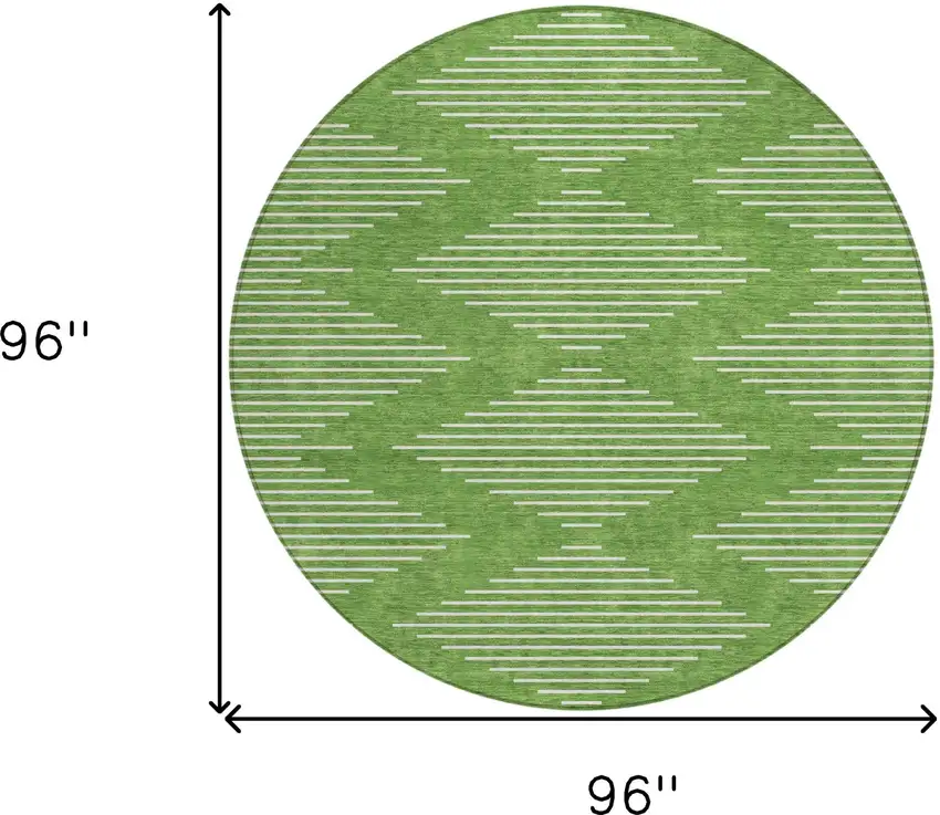 8' Green And Ivory Round Geometric Washable Indoor Outdoor Area Rug Photo 3