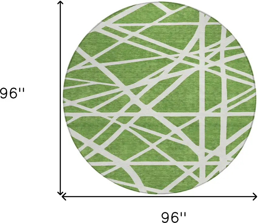 8' Green And Ivory Round Geometric Washable Indoor Outdoor Area Rug Photo 3