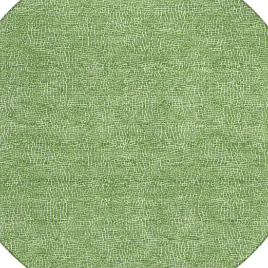 8' Green And Ivory Round Geometric Washable Indoor Outdoor Area Rug Photo 5