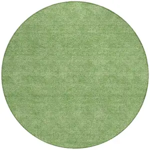 Photo of 8' Green And Ivory Round Geometric Washable Indoor Outdoor Area Rug