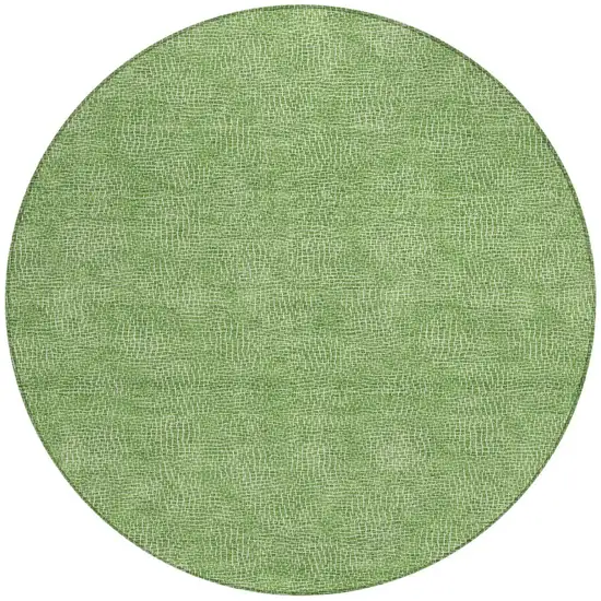 8' Green And Ivory Round Geometric Washable Indoor Outdoor Area Rug Photo 6