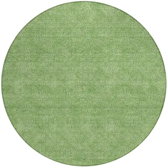 8' Green And Ivory Round Geometric Washable Indoor Outdoor Area Rug Photo 2