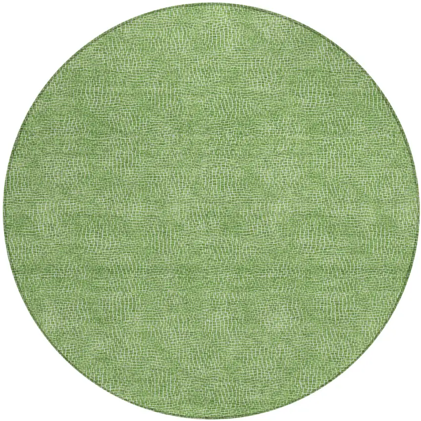 8' Green And Ivory Round Geometric Washable Indoor Outdoor Area Rug Photo 2