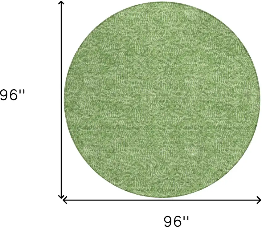 8' Green And Ivory Round Geometric Washable Indoor Outdoor Area Rug Photo 9