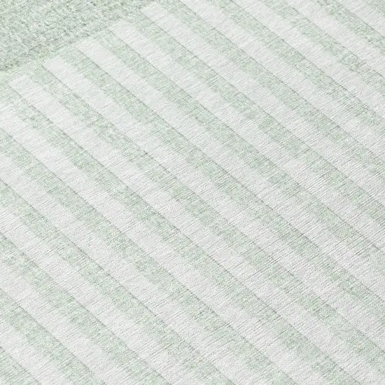 8' Green And Ivory Round Geometric Washable Indoor Outdoor Area Rug Photo 9