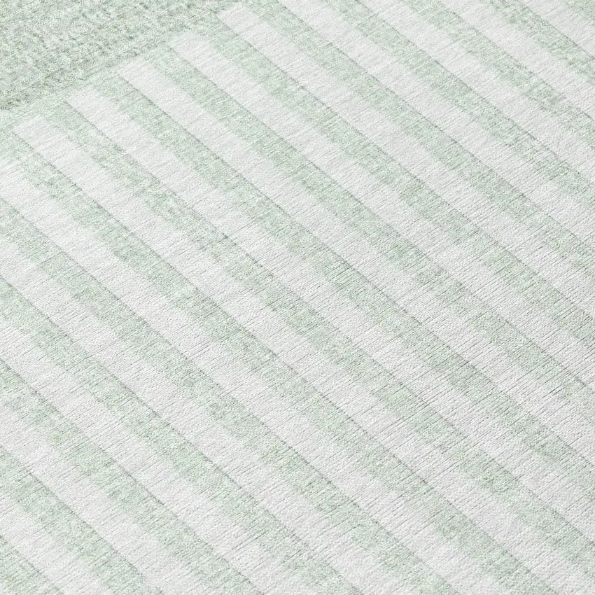 8' Green And Ivory Round Geometric Washable Indoor Outdoor Area Rug Photo 9