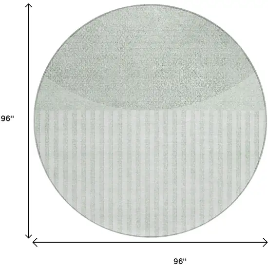 8' Green And Ivory Round Geometric Washable Indoor Outdoor Area Rug Photo 8