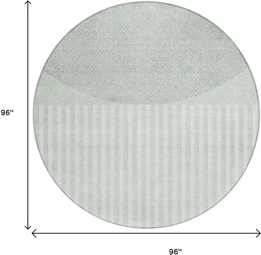 8' Green And Ivory Round Geometric Washable Indoor Outdoor Area Rug Photo 8