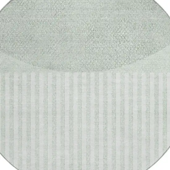 8' Green And Ivory Round Geometric Washable Indoor Outdoor Area Rug Photo 5