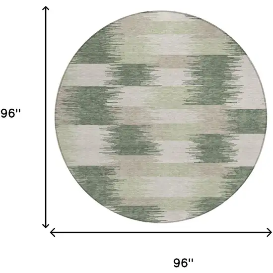 8' Green And Ivory Round Geometric Washable Indoor Outdoor Area Rug Photo 6
