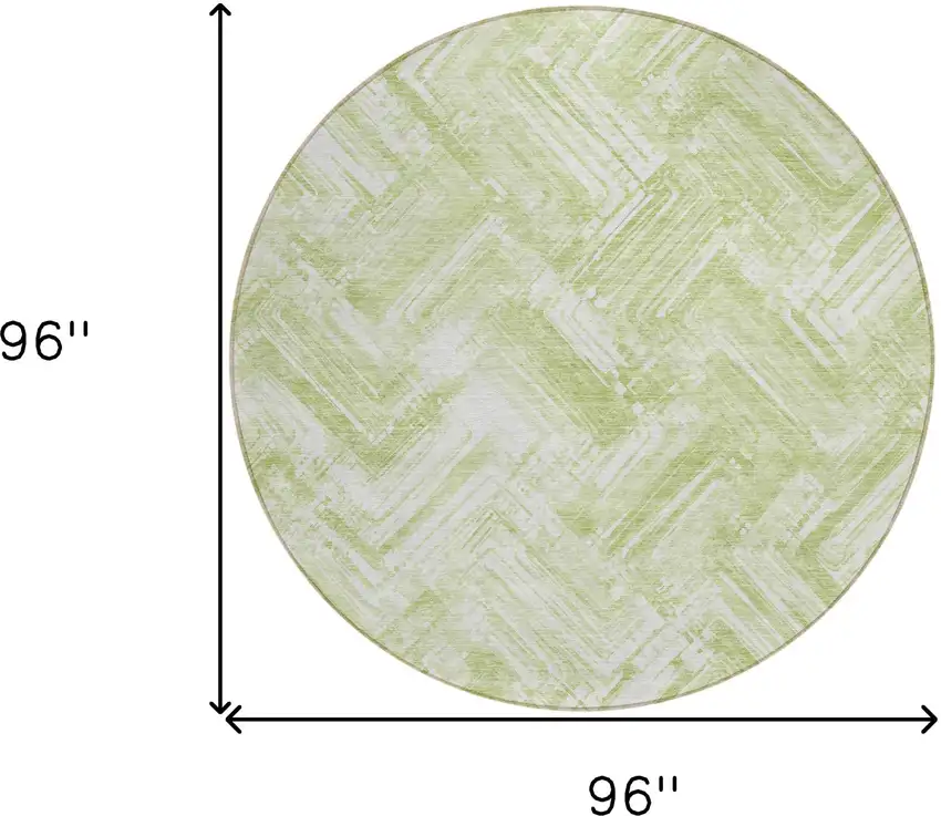 8' Green And Ivory Round Geometric Washable Indoor Outdoor Area Rug Photo 7