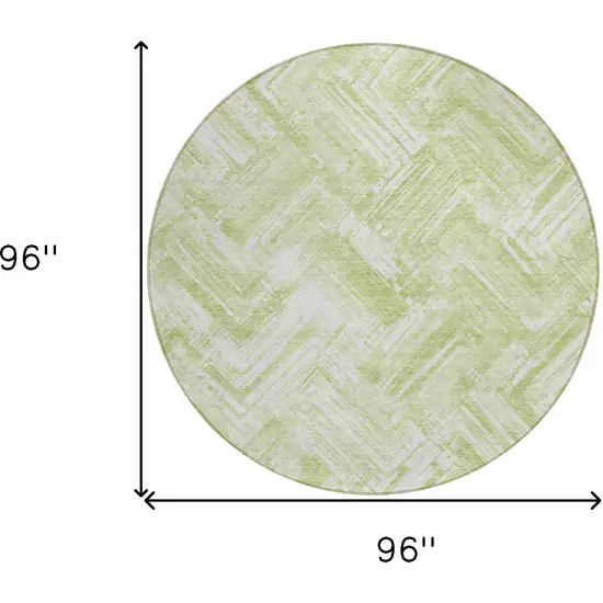 8' Green And Ivory Round Geometric Washable Indoor Outdoor Area Rug Photo 7
