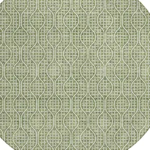 Photo of 8' Green And Ivory Round Geometric Washable Indoor Outdoor Area Rug