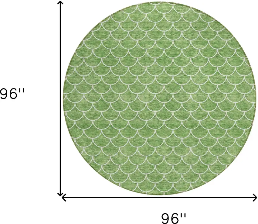 8' Green And Ivory Round Geometric Washable Indoor Outdoor Area Rug Photo 3