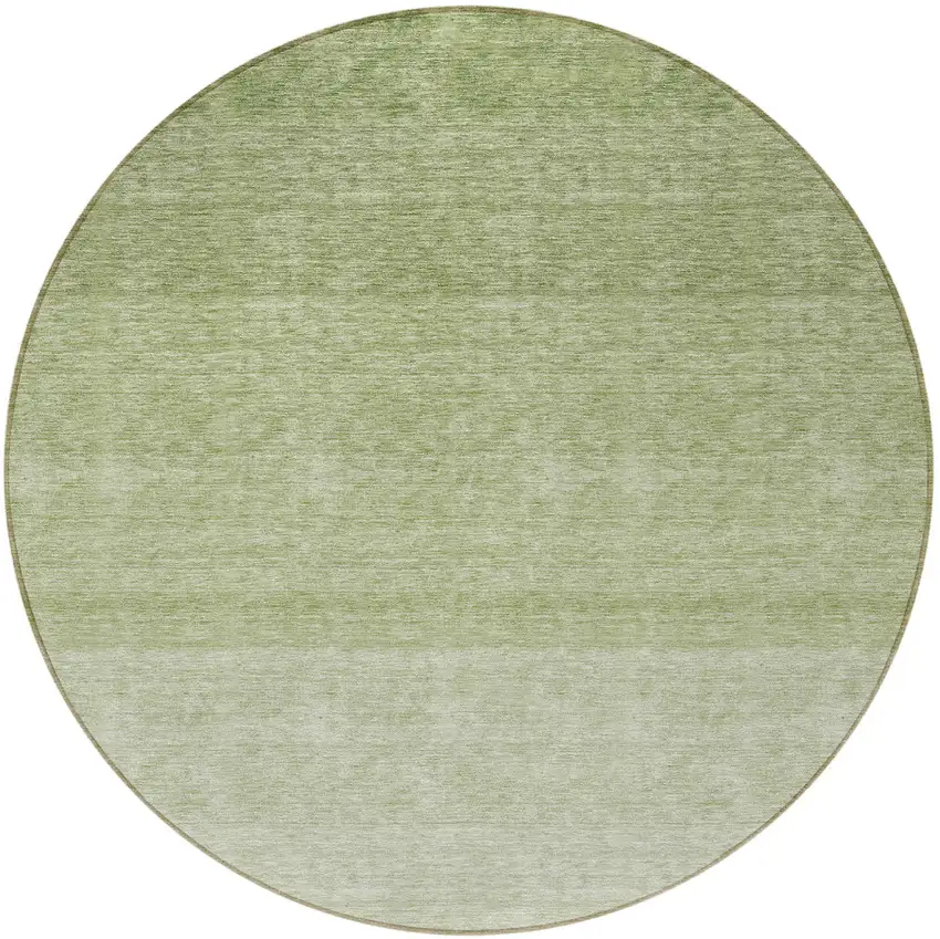 8' Green And Ivory Round Ombre Washable Indoor Outdoor Area Rug Photo 5