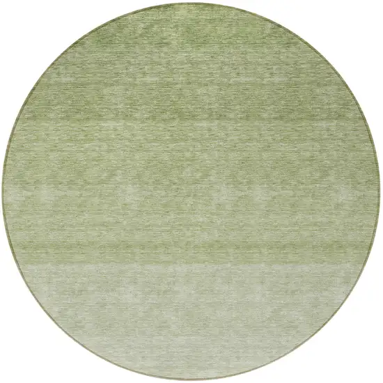 8' Green And Ivory Round Ombre Washable Indoor Outdoor Area Rug Photo 5