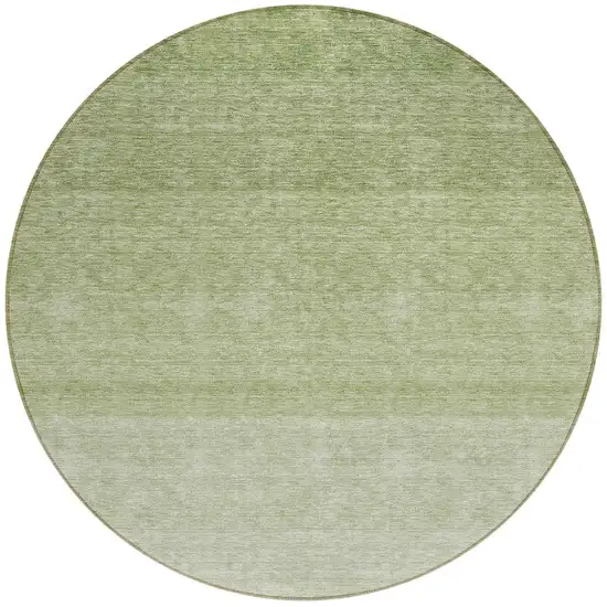 8' Green And Ivory Round Ombre Washable Indoor Outdoor Area Rug Photo 4
