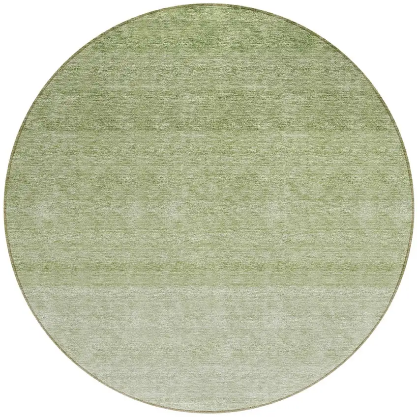 8' Green And Ivory Round Ombre Washable Indoor Outdoor Area Rug Photo 4