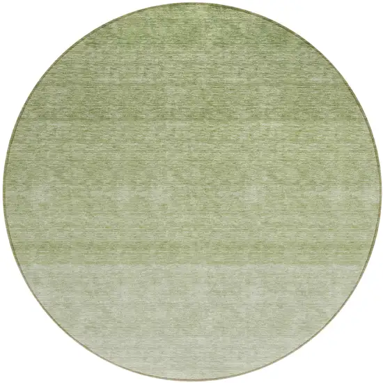 8' Green And Ivory Round Ombre Washable Indoor Outdoor Area Rug Photo 2