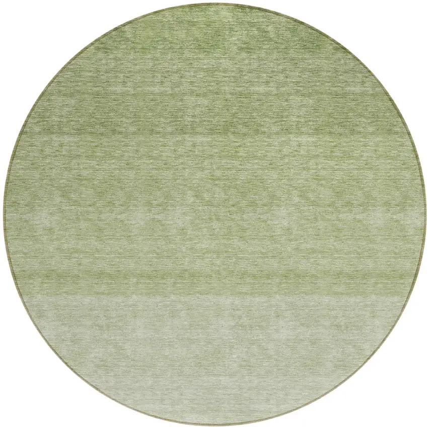 8' Green And Ivory Round Ombre Washable Indoor Outdoor Area Rug Photo 2