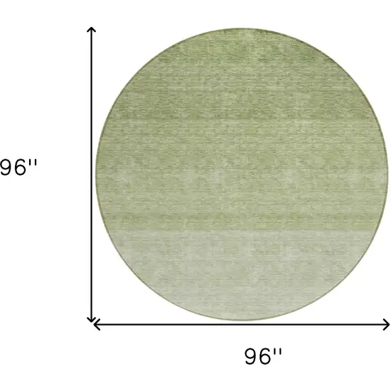 8' Green And Ivory Round Ombre Washable Indoor Outdoor Area Rug Photo 3