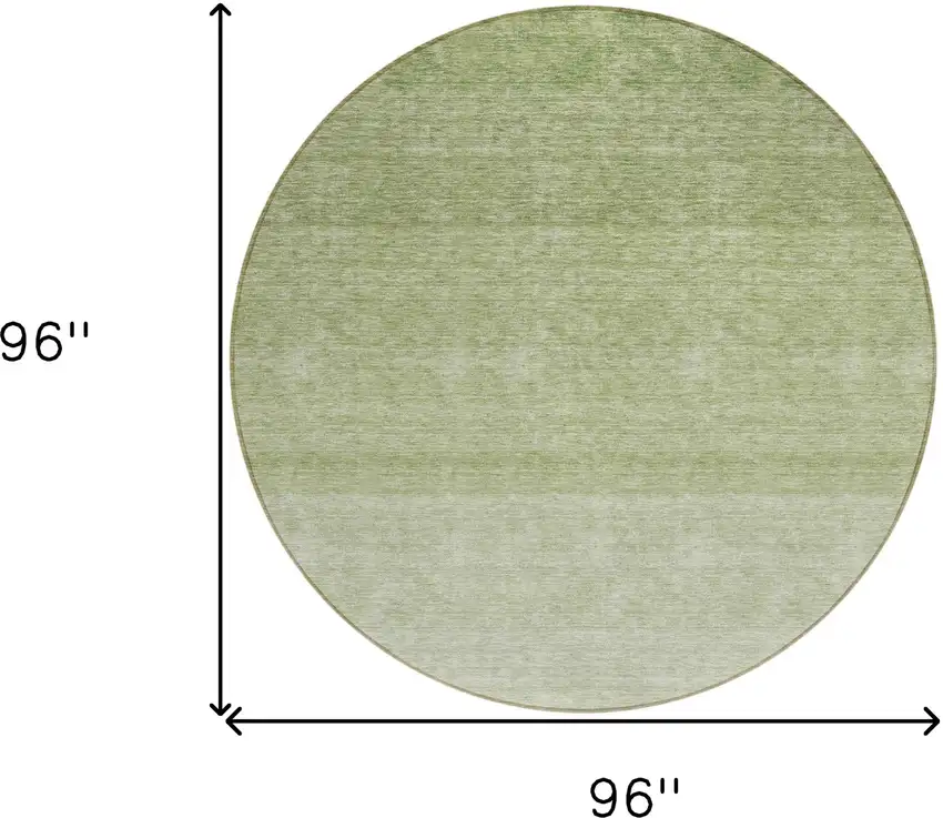 8' Green And Ivory Round Ombre Washable Indoor Outdoor Area Rug Photo 3