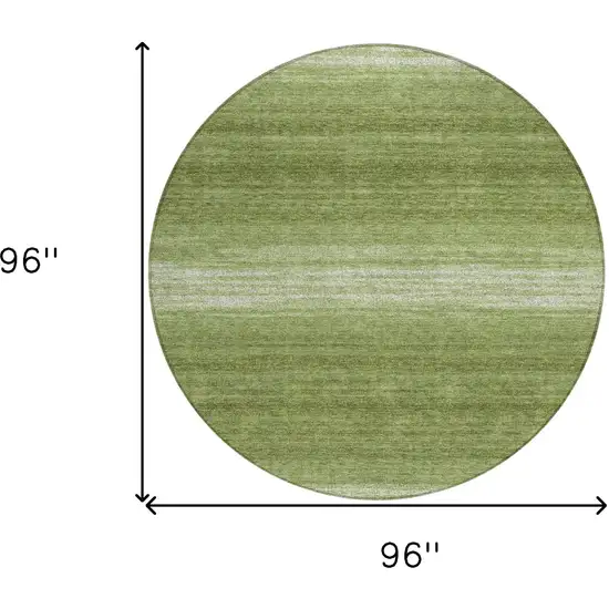 8' Green And Ivory Round Striped Washable Indoor Outdoor Area Rug Photo 3