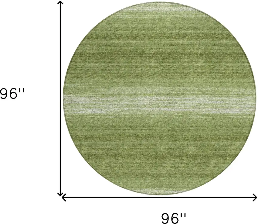 8' Green And Ivory Round Striped Washable Indoor Outdoor Area Rug Photo 3