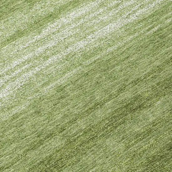 8' Green And Ivory Round Striped Washable Indoor Outdoor Area Rug Photo 8